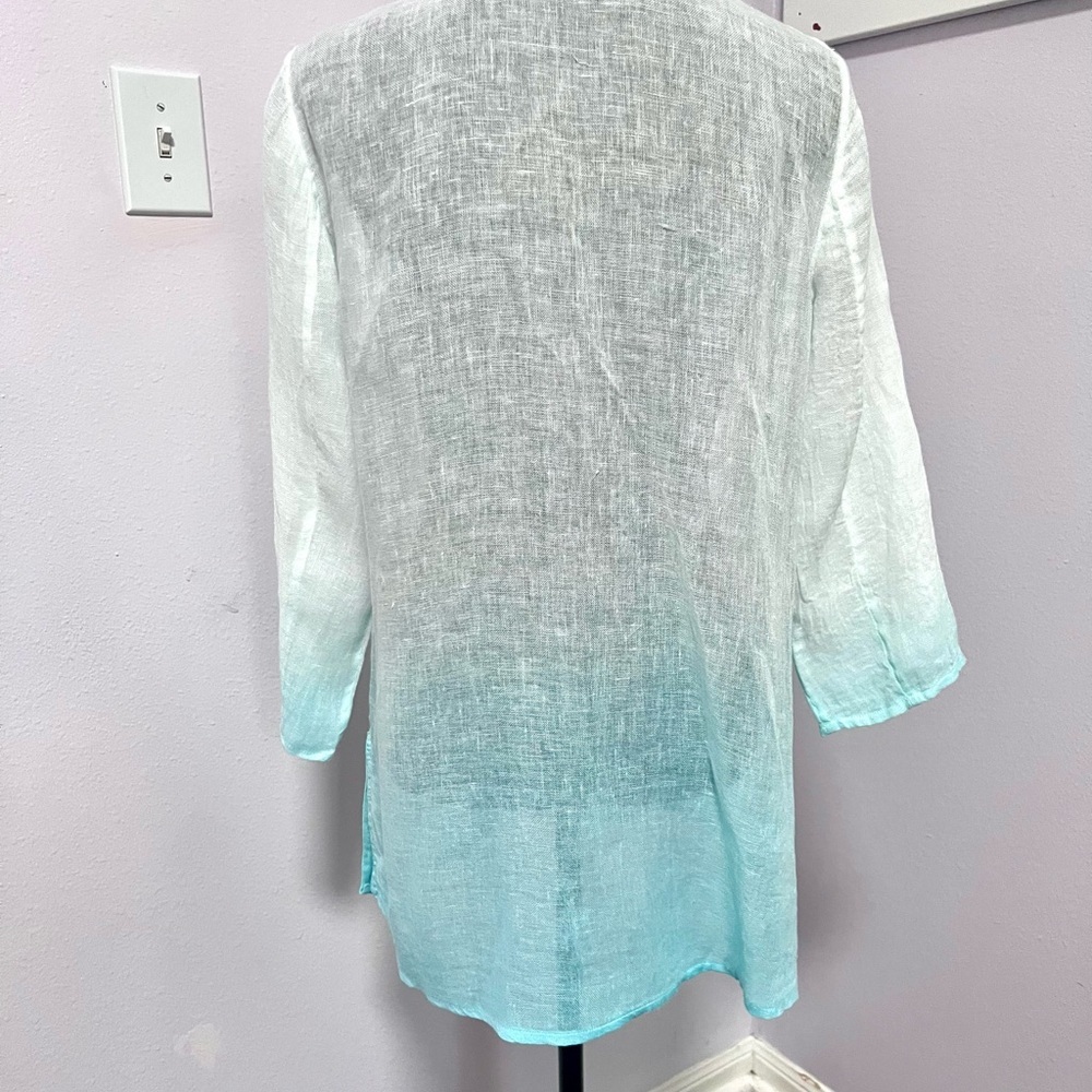 Eileen Fisher ombré linen button down Top‎ S - Picture 5 of 9